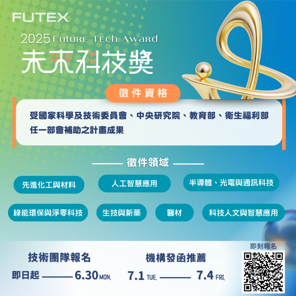 【2025未來科技獎】即日起至6/30受理線上報名